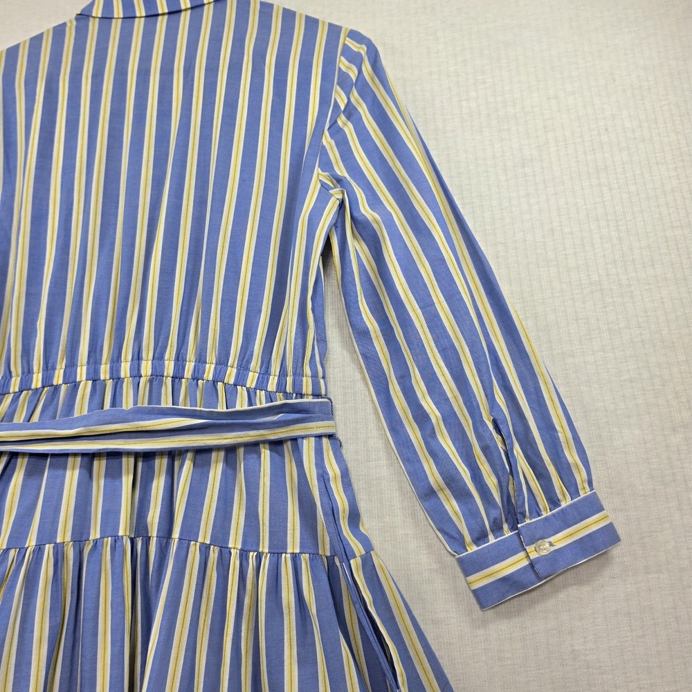 NWT Eliza J Blue Yellow Stripe Tiered Shirtdress Belt Pockets 4 Preppy Coastal - Picture 14 of 15